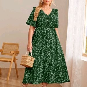 Confetti Heart Print Ruffle A-line Dress 4x